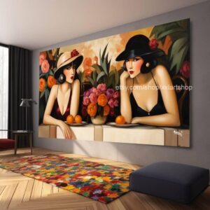 Ladies von Vera Medici Großes Wandbild auf Leinwand XXL Modernes Wandbild für Wohnzimmer und Büro, auf Keilrahmen gespannt oder gerollt #F1019