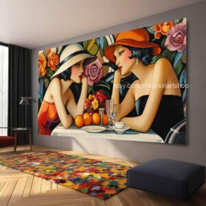 Ladies by Vera Medici Großes Wandbild auf Leinwand XXL Modernes Wandbild Wohnzimmer Büro auf Keilrahmen gespannt oder gerollt #F10114