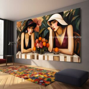 Ladies by Vera Medici Großes Wandbild auf Leinwand XXL Modernes Wandbild Wohnzimmer Büro auf Keilrahmen gespannt oder gerollt #F10115
