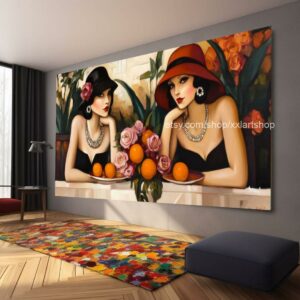 Ladies by Vera Medici Großes Wandbild auf Leinwand XXL Modernes Wandbild Wohnzimmer Büro Auf Keilrahmen gespannt oder gerollt #F10116