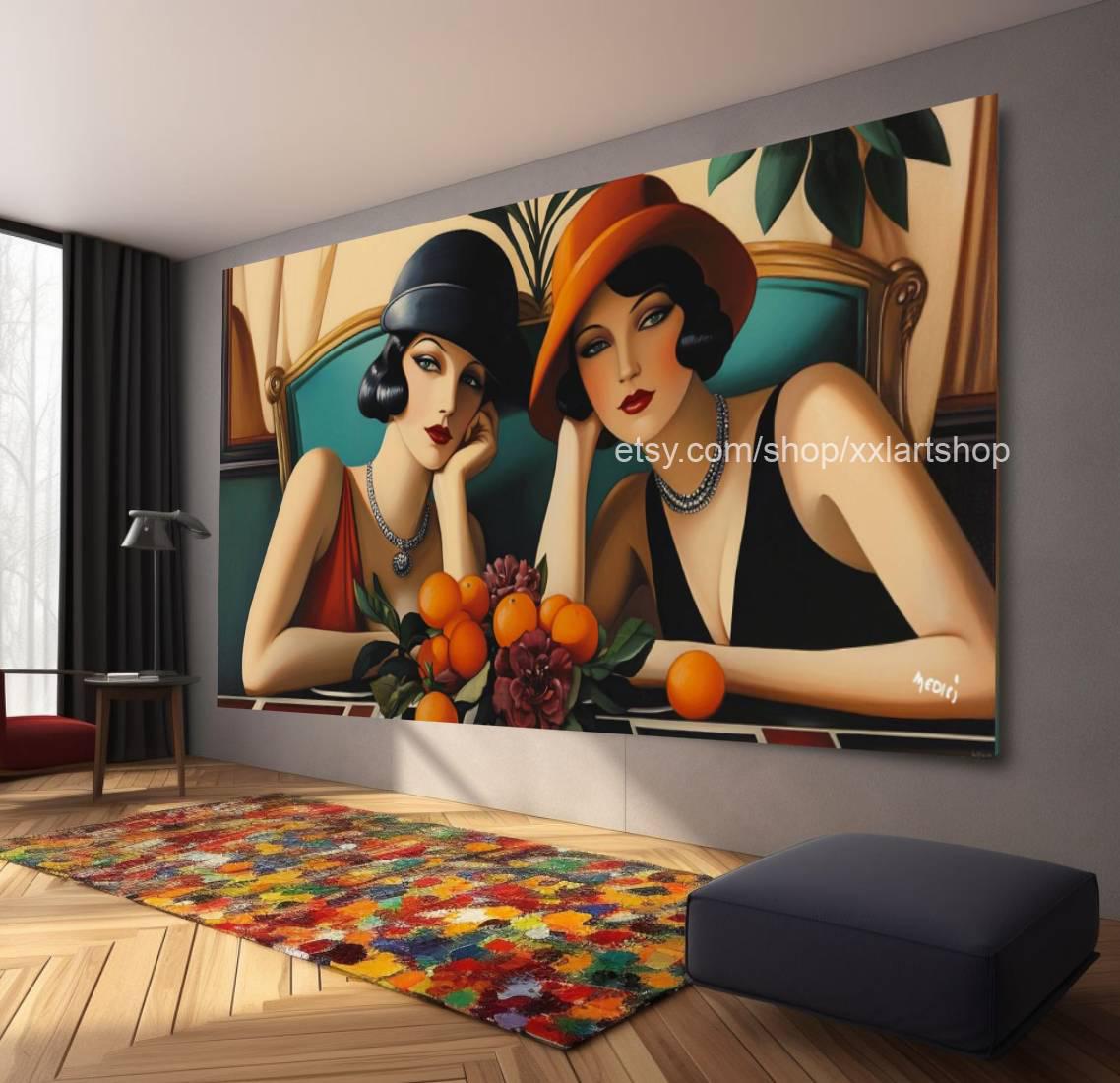 Ladies by Vera Medici Großes Wandbild auf Leinwand XXL Modernes Wandbild Wohnzimmer Büro Auf Keilrahmen gespannt oder gerollt #F10118