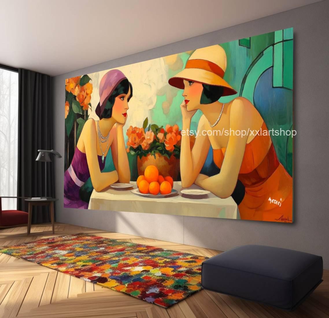 Ladies by Vera Medici Großes Wandbild auf Leinwand XXL Wandbild Modernes Bild Wohnzimmer Büro auf Rahmen gespannt oder gerollt #F10120