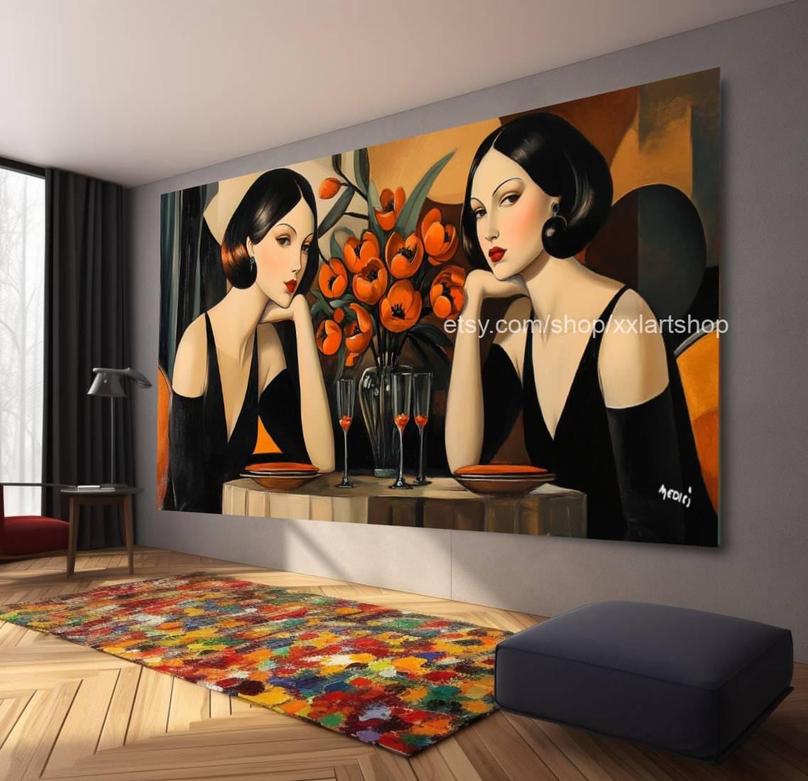 Ladies by Vera Medici Großes Wandbild auf Leinwand XXL Modernes Wandbild Wohnzimmer Büro Auf Keilrahmen gespannt oder gerollt #F10126
