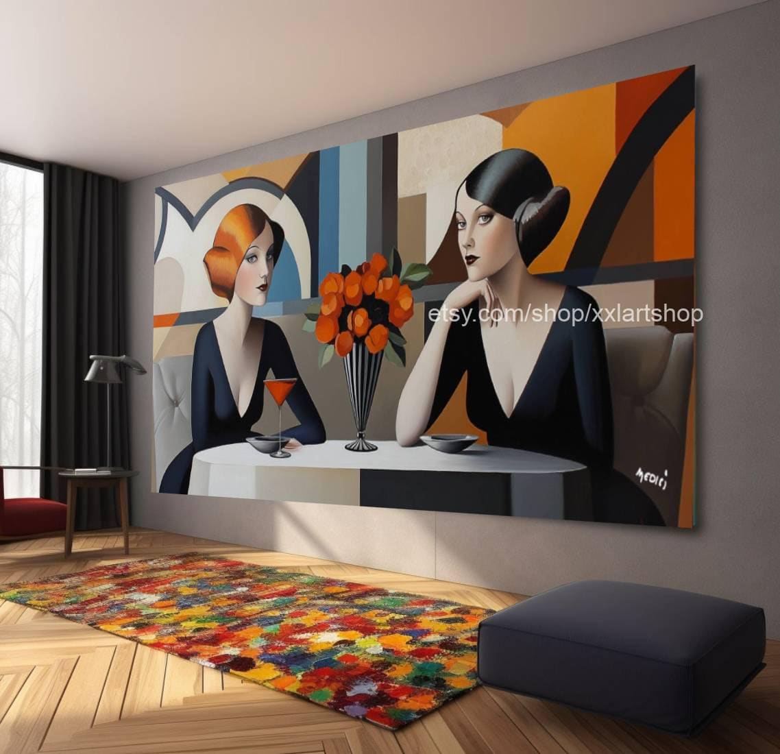 Ladies by Vera Medici Großes Wandbild auf Leinwand XXL Wandbild Modernes Bild Wohnzimmer Büro auf Rahmen gespannt oder gerollt #F10127