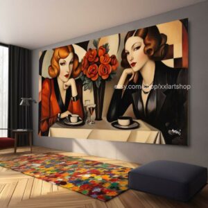 Ladies by Vera Medici Großes Wandbild auf Leinwand XXL Modernes Wandbild Wohnzimmer Büro auf Keilrahmen gespannt oder gerollt #F10132