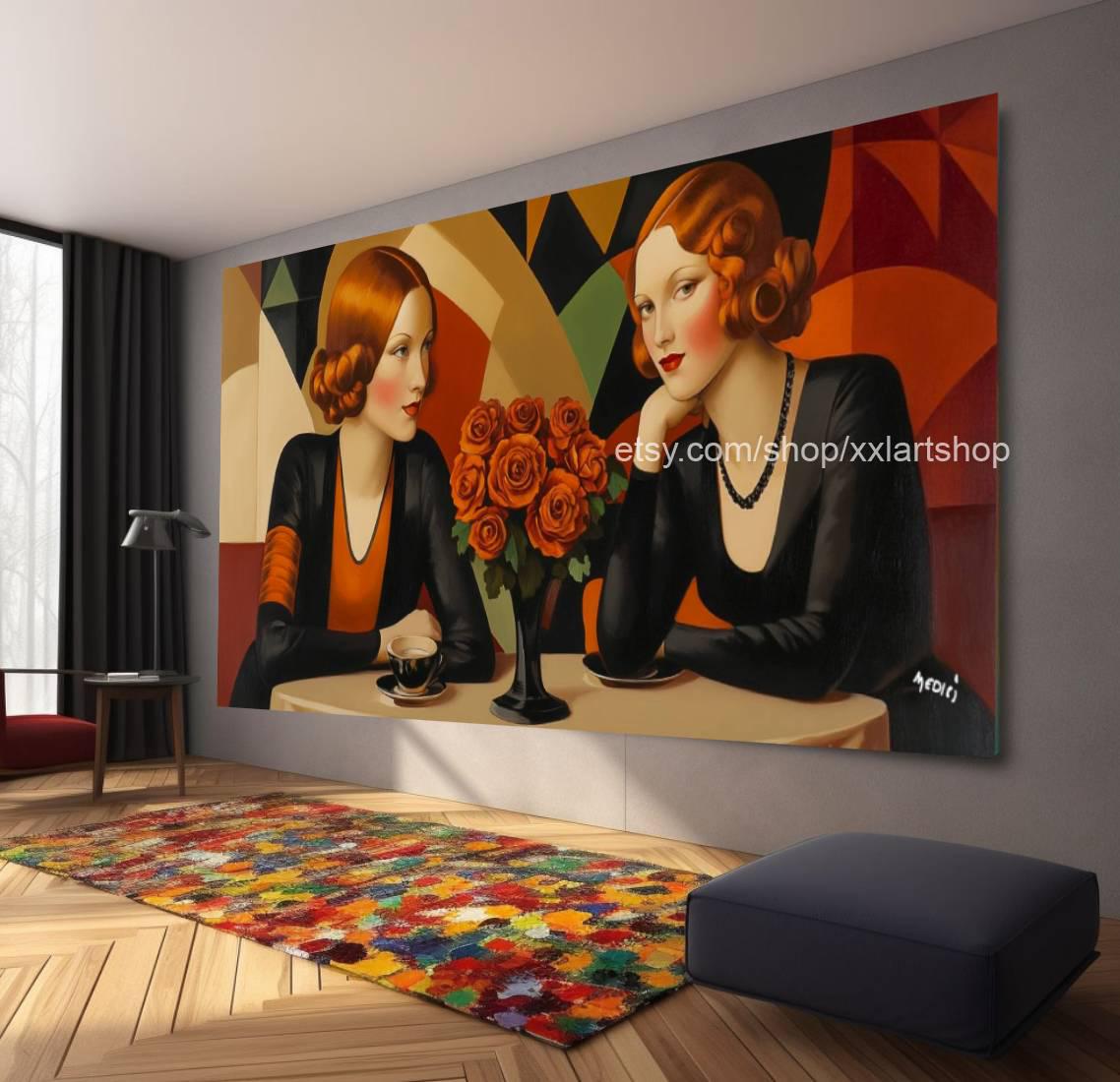 Ladies by Vera Medici Großes Wandbild auf Leinwand XXL Modernes Wandbild Wohnzimmer Büro auf Keilrahmen gespannt oder gerollt #F10133