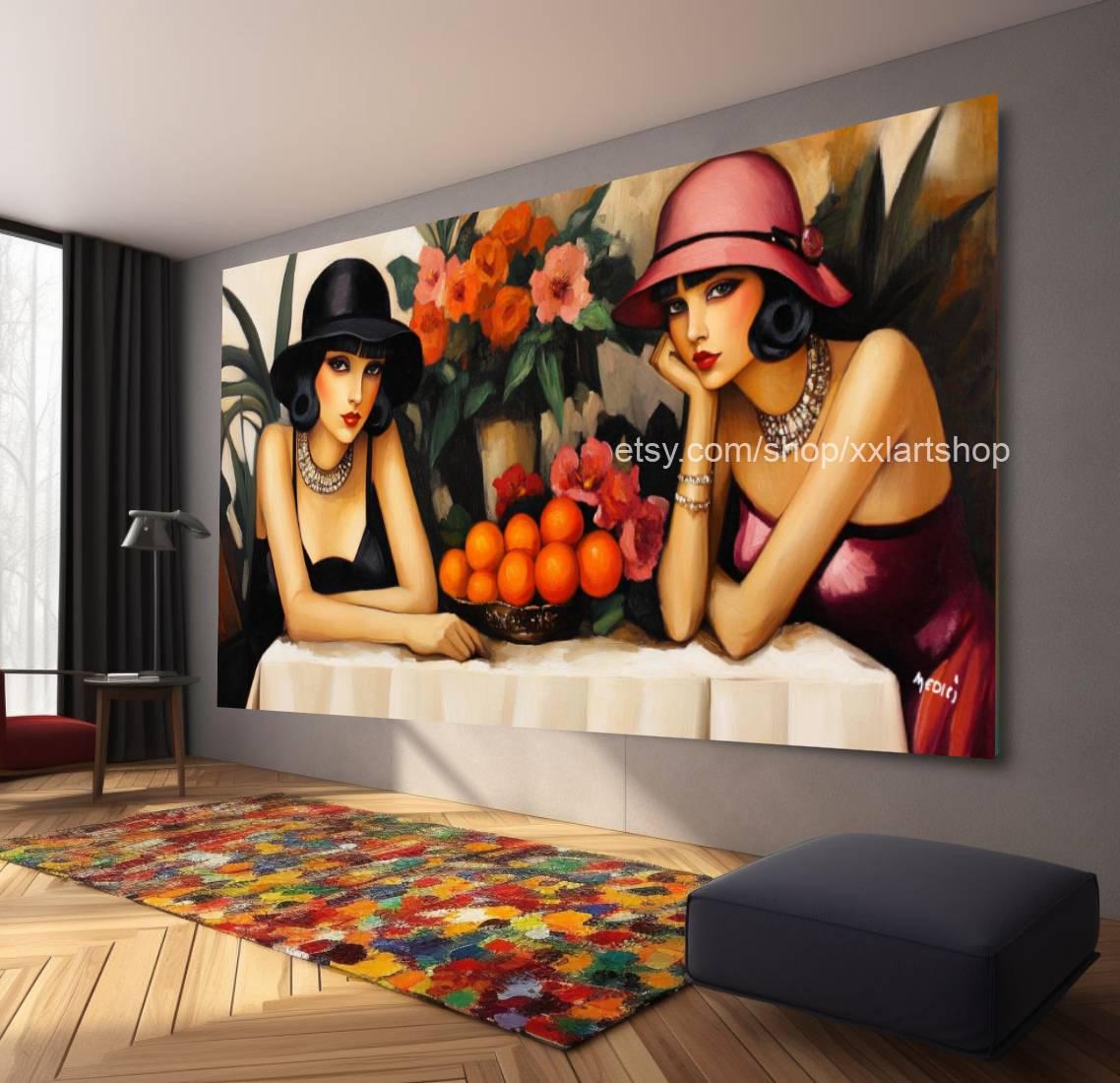 Ladies von Vera Medici Großes Wandbild auf Leinwand Modernes Bild für Wohnzimmer und Büro, auf Keilrahmen gespannt oder gerollt #F1012