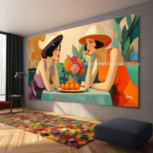 Ladies by Vera Medici Großes Wandbild auf Leinwand XXL Modernes Wandbild für Wohnzimmer und Büro, auf Keilrahmen gespannt oder gerollt #F1016