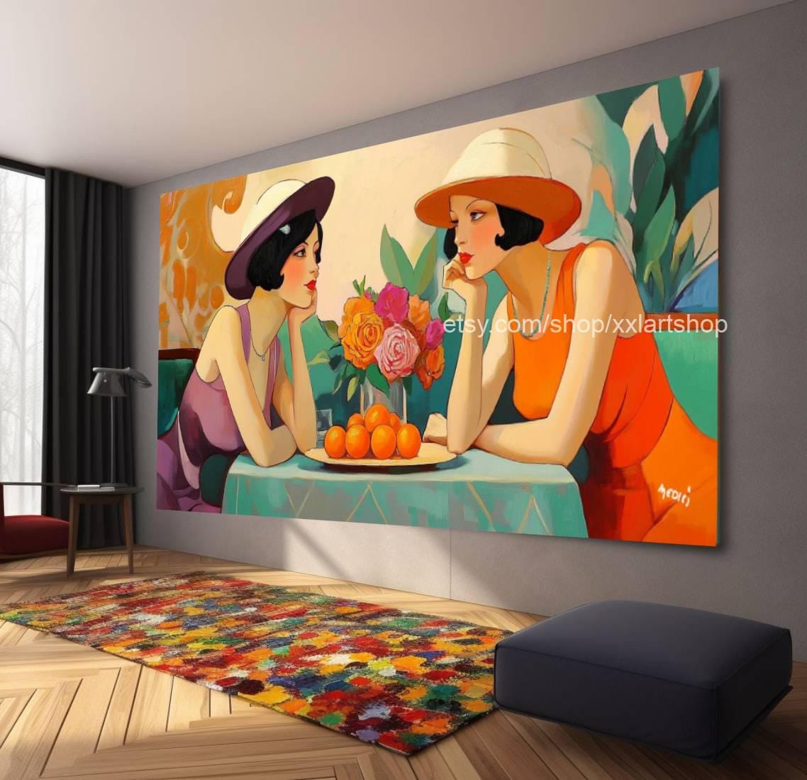 Ladies by Vera Medici Großes Wandbild auf Leinwand XXL Modernes Wandbild für Wohnzimmer und Büro, auf Keilrahmen gespannt oder gerollt #F1016
