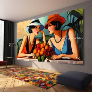 Ladies by Vera Medici Großes Wandbild auf Leinwand XXL Modernes Wandbild für Wohnzimmer und Büro, auf Keilrahmen gespannt oder gerollt #F1018