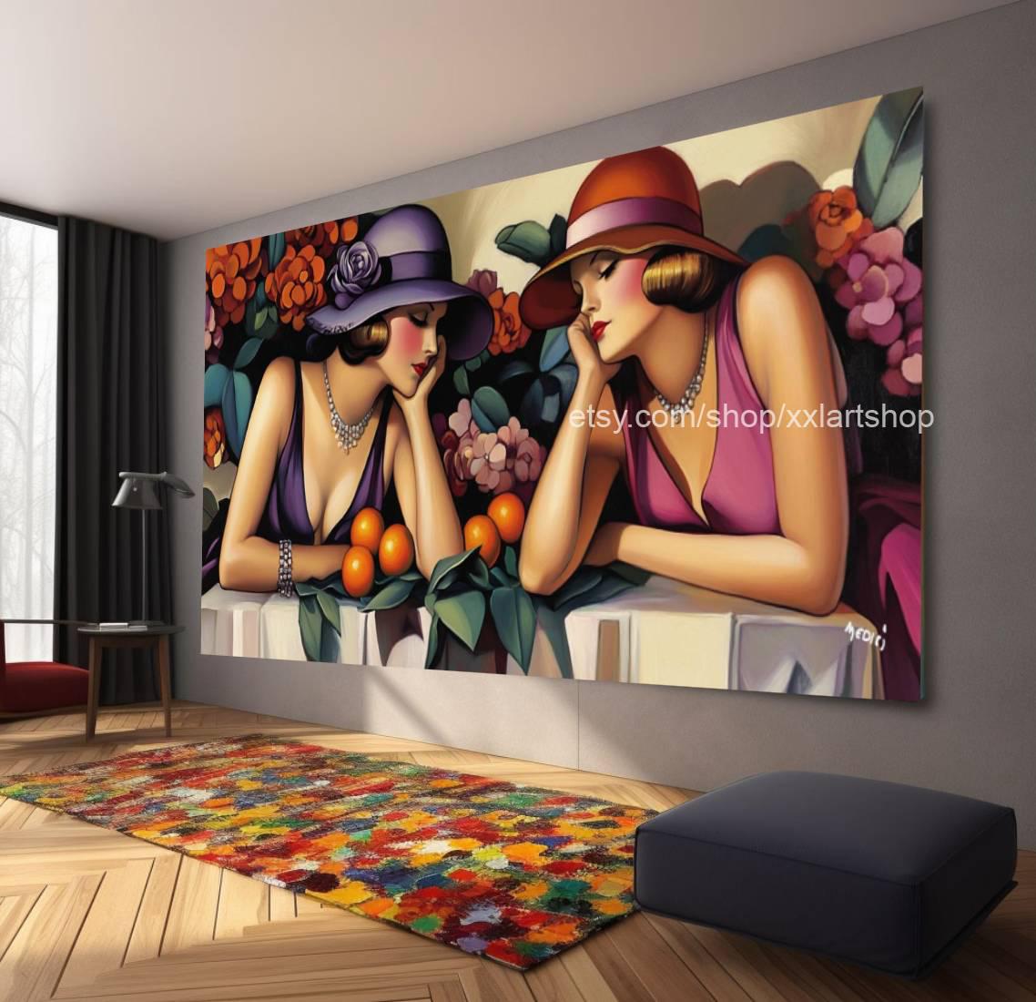 Ladies by Vera Medici Großes Wandbild auf Leinwand XXL Modernes Wandbild Wohnzimmer Büro auf Keilrahmen gespannt oder gerollt #F10112