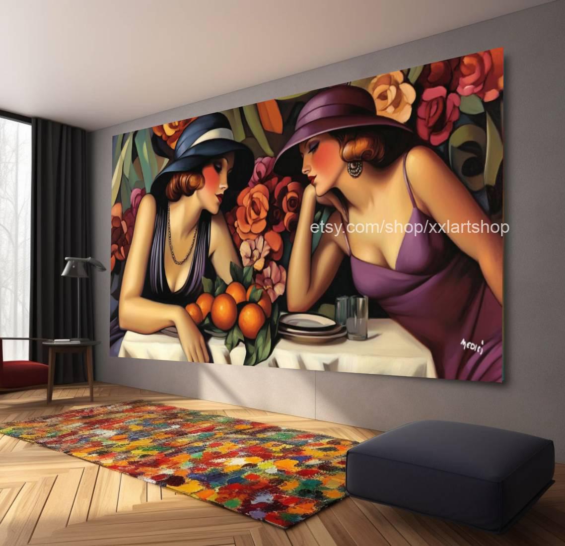 Ladies von Vera Medici Großes Wandbild auf Leinwand XXL Modernes Wandbild Wohnzimmer Büro Auf Keilrahmen gespannt oder gerollt #F10119