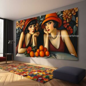 Ladies by Vera Medici Großes Wandbild auf Leinwand XXL Wandbild Modernes Bild Wohnzimmer Büro auf Rahmen gespannt oder gerollt #F10122