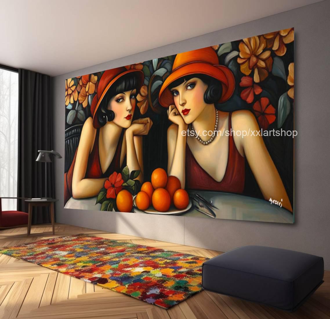 Ladies by Vera Medici Großes Wandbild auf Leinwand XXL Wandbild Modernes Bild Wohnzimmer Büro auf Rahmen gespannt oder gerollt #F10122