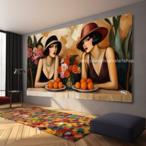 Ladies by Vera Medici Großes Wandbild auf Leinwand XXL Modernes Wandbild Wohnzimmer Büro auf Keilrahmen gespannt oder gerollt #F10123