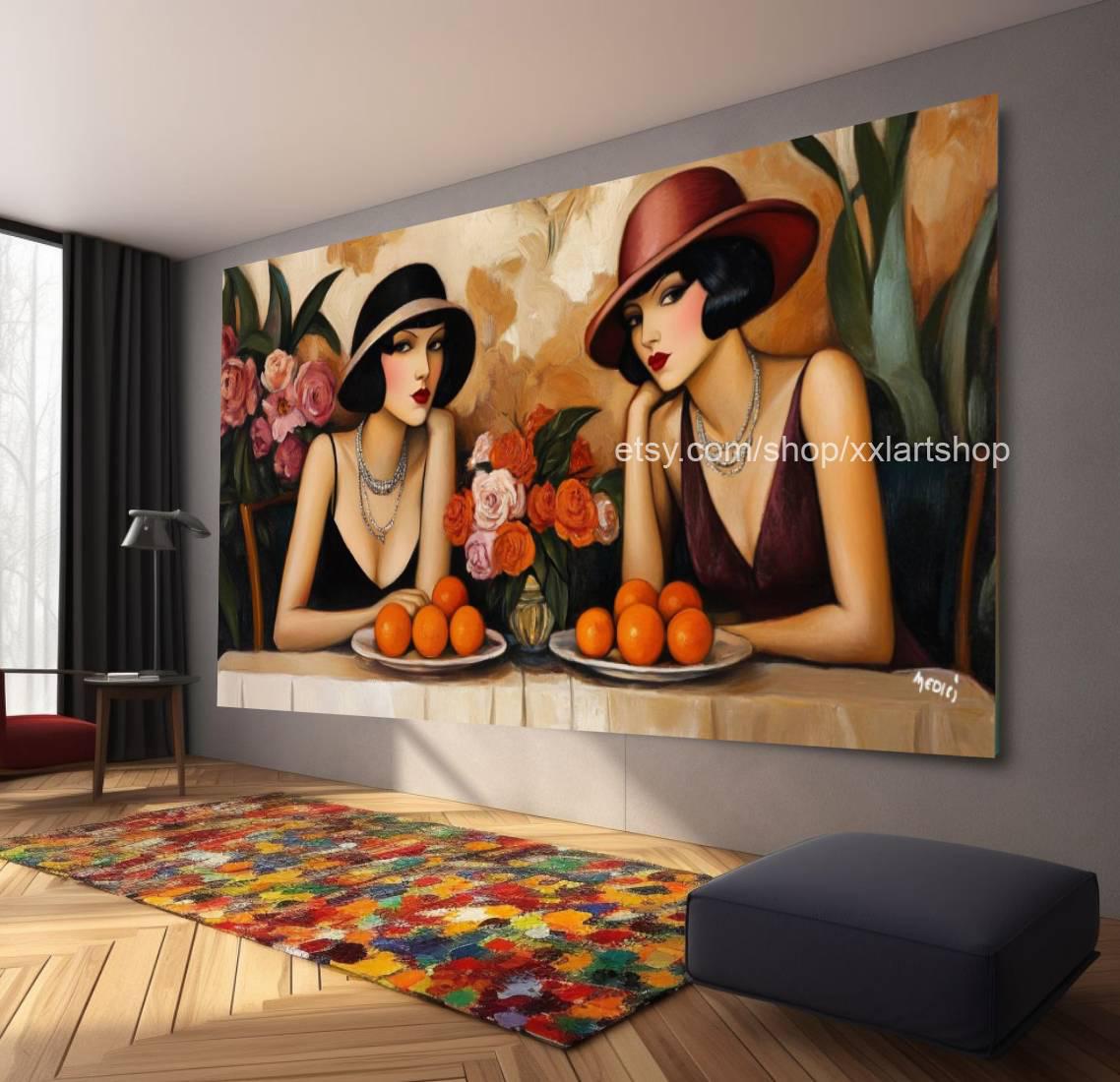 Ladies by Vera Medici Großes Wandbild auf Leinwand XXL Modernes Wandbild Wohnzimmer Büro auf Keilrahmen gespannt oder gerollt #F10123