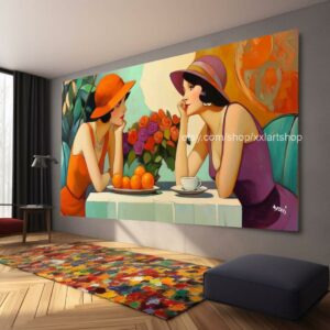 Ladies by Vera Medici Großes Wandbild auf Leinwand XXL Modernes Wandbild Wohnzimmer Büro auf Keilrahmen gespannt oder gerollt #F10124