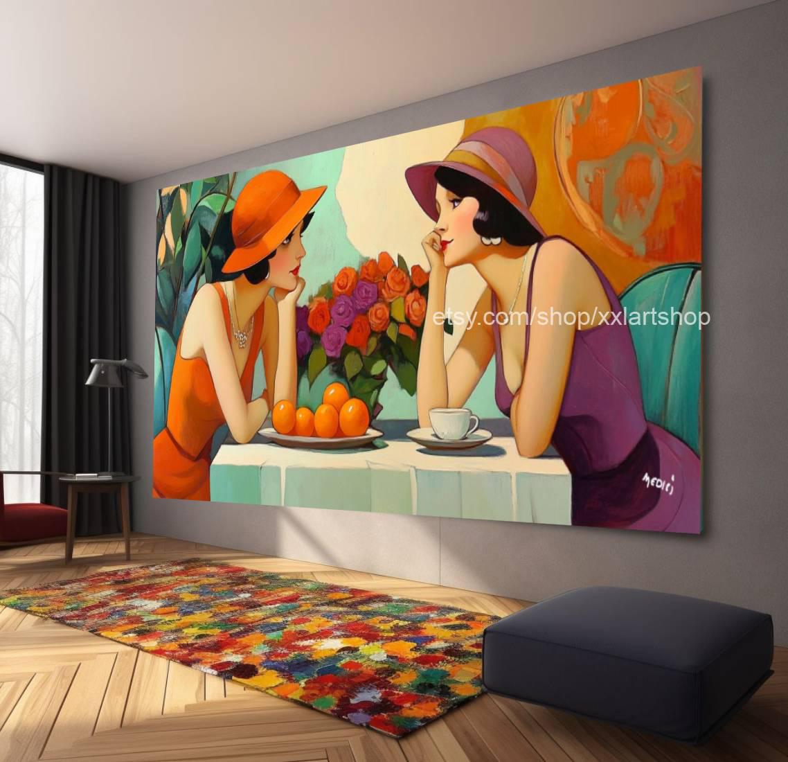 Ladies by Vera Medici Großes Wandbild auf Leinwand XXL Modernes Wandbild Wohnzimmer Büro auf Keilrahmen gespannt oder gerollt #F10124