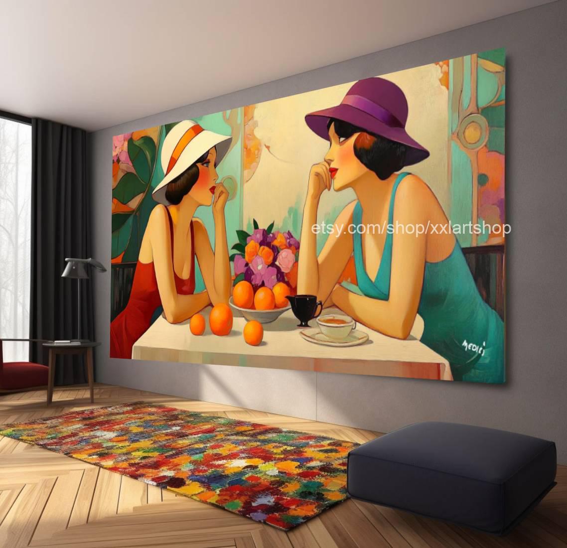 Ladies by Vera Medici Großes Wandbild auf Leinwand XXL Modernes Wandbild Wohnzimmer Büro auf Keilrahmen gespannt oder gerollt #F10125