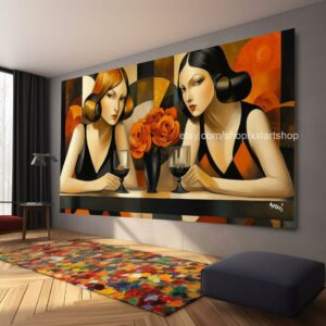 Ladies by Vera Medici Großes Wandbild auf Leinwand XXL Modernes Wandbild Wohnzimmer Büro Auf Keilrahmen gespannt oder gerollt #F10129