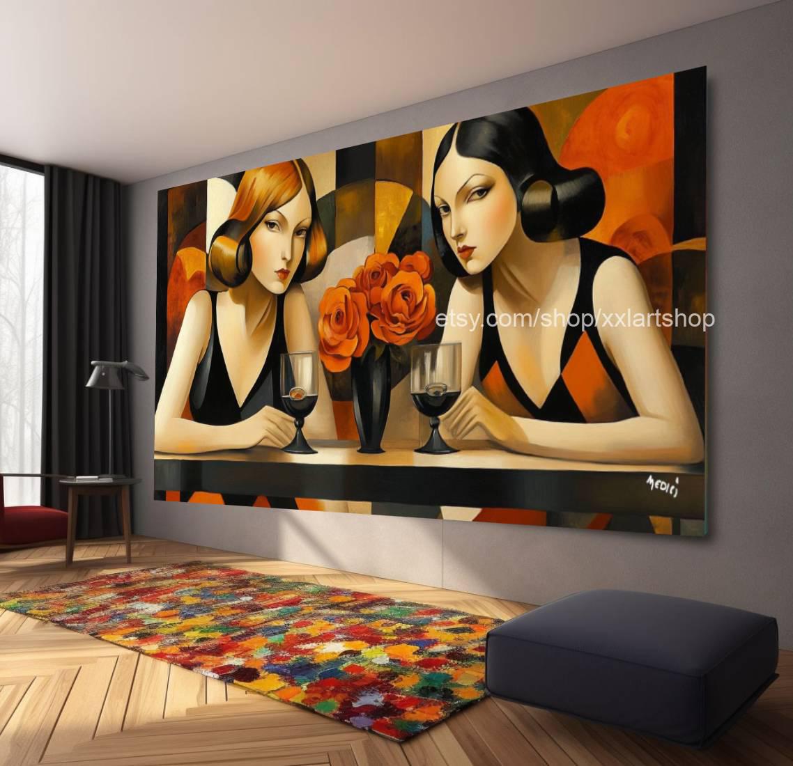 Ladies by Vera Medici Großes Wandbild auf Leinwand XXL Modernes Wandbild Wohnzimmer Büro Auf Keilrahmen gespannt oder gerollt #F10129