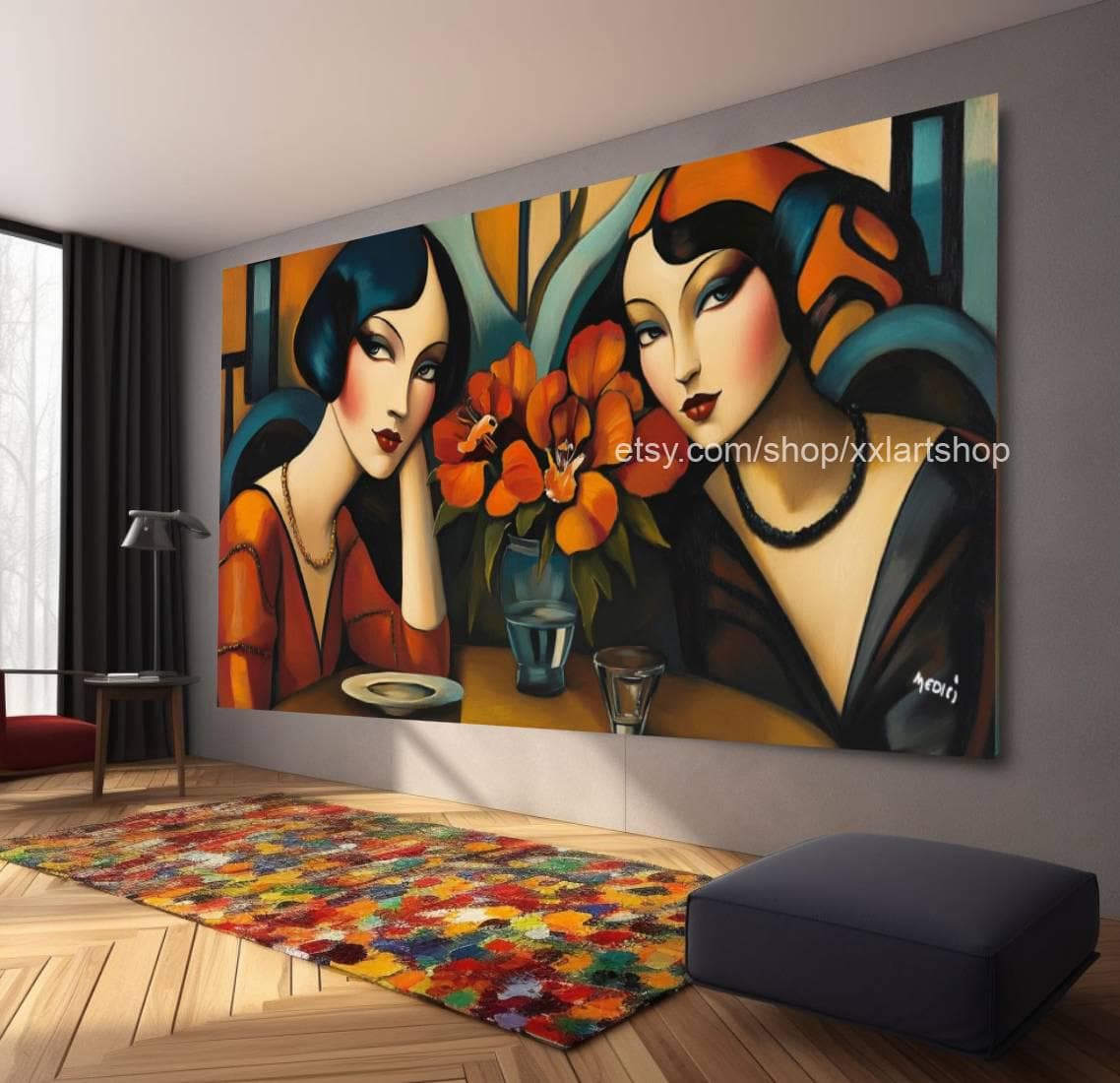 Ladies by Vera Medici Großes Wandbild auf Leinwand XXL Wandbild Modernes Bild Wohnzimmer Büro auf Rahmen gespannt oder gerollt #F101130