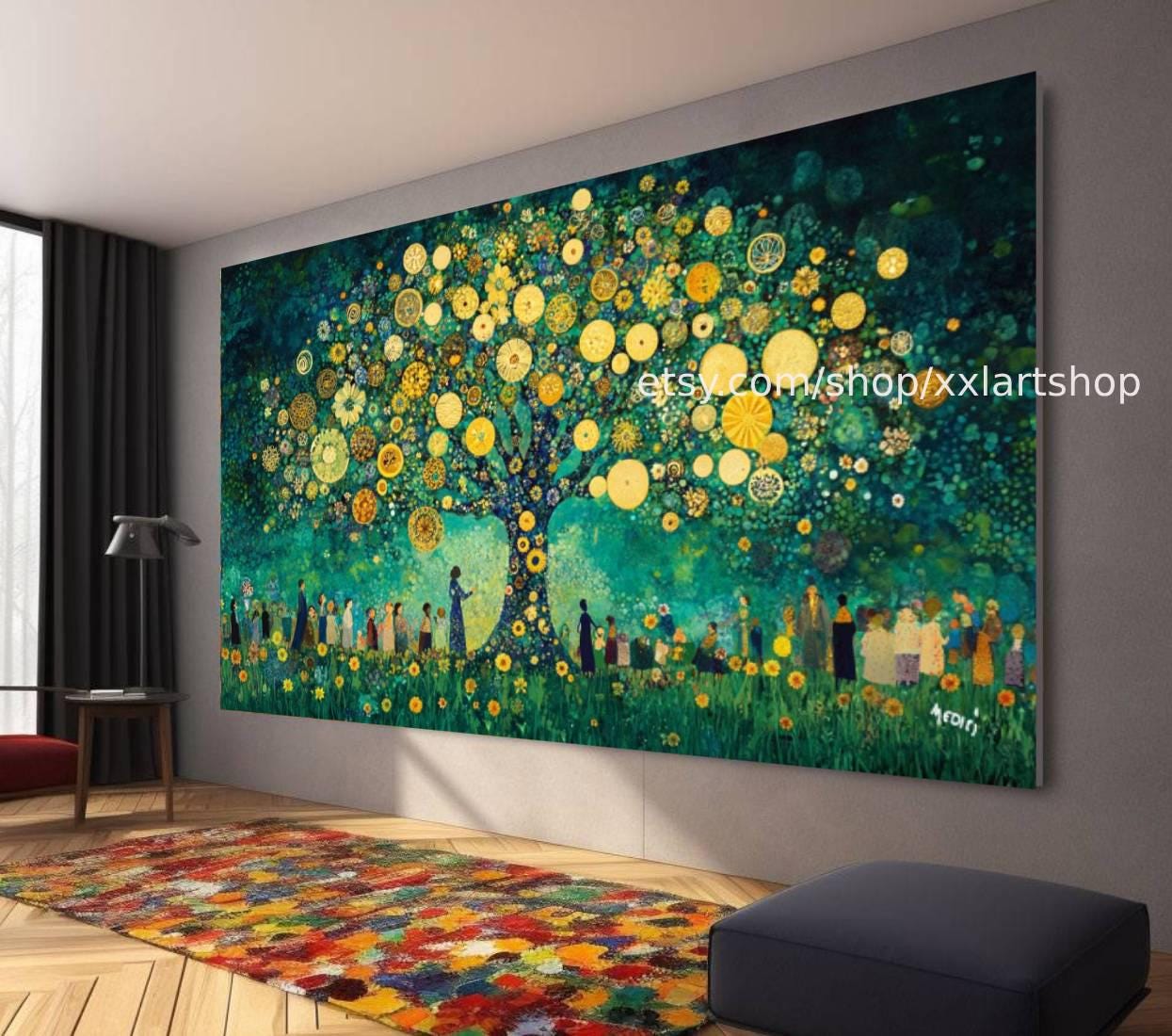 Lebensbaum im Stil von Gustav Klimt – Wandbild auf Leinwand, modernes Bild für Wohnzimmer und Büro, auf Keilrahmen gespannt oder gerollt #t7100