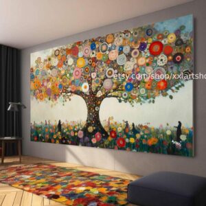 Lebensbaum im Stil von Gustav Klimt – Wandbild auf Leinwand, modernes Bild für Wohnzimmer und Büro, auf Keilrahmen gespannt oder gerollt #t7103