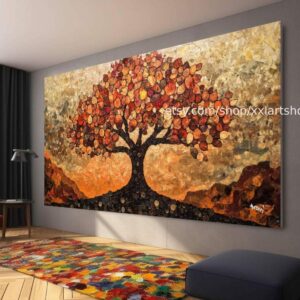 Lebensbaum im Stil von Gustav Klimt – Wandbild auf Leinwand, modernes Bild für Wohnzimmer und Büro, auf Keilrahmen gespannt oder gerollt #t7108