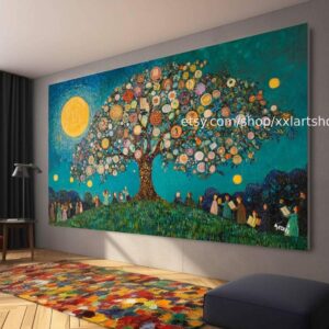 Lebensbaum im Stil von Gustav Klimt – Wandbild auf Leinwand, modernes Bild für Wohnzimmer und Büro, auf Keilrahmen gespannt oder gerollt #t71010