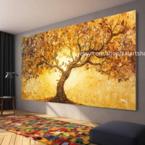 Lebensbaum im Stil von Gustav Klimt – Wandbild auf Leinwand, modernes Bild für Wohnzimmer und Büro, auf Keilrahmen gespannt oder gerollt #t71015