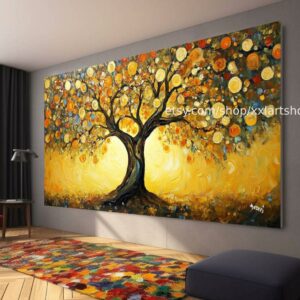 Lebensbaum im Stil von Gustav Klimt – Wandbild auf Leinwand, modernes Bild für Wohnzimmer und Büro, auf Keilrahmen gespannt oder gerollt #t71016a