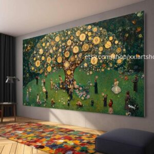 Lebensbaum im Stil von Gustav Klimt – Wandbild auf Leinwand, modernes Bild für Wohnzimmer und Büro, auf Keilrahmen gespannt oder gerollt #t71083