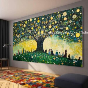 Lebensbaum im Stil von Gustav Klimt – Wandbild auf Leinwand, modernes Bild für Wohnzimmer und Büro, auf Keilrahmen gespannt oder gerollt #t71081