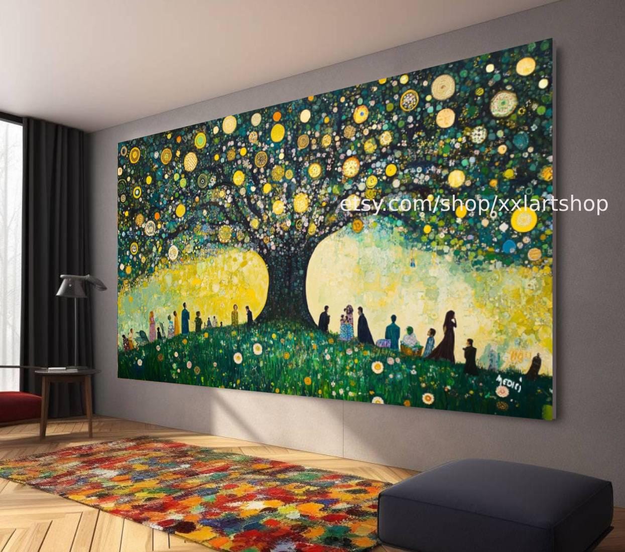 Lebensbaum im Stil von Gustav Klimt – Wandbild auf Leinwand, modernes Bild für Wohnzimmer und Büro, auf Keilrahmen gespannt oder gerollt #t71081