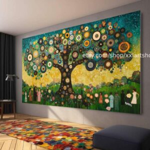 Lebensbaum im Stil von Gustav Klimt – Wandbild auf Leinwand, modernes Bild für Wohnzimmer und Büro, auf Keilrahmen gespannt oder gerollt #t71080