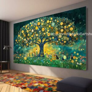 Lebensbaum im Stil von Gustav Klimt – Wandbild auf Leinwand, modernes Bild für Wohnzimmer und Büro, auf Keilrahmen gespannt oder gerollt #t71078