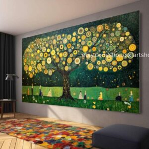 Lebensbaum im Stil von Gustav Klimt – Wandbild auf Leinwand, modernes Bild für Wohnzimmer und Büro, auf Keilrahmen gespannt oder gerollt #t71076