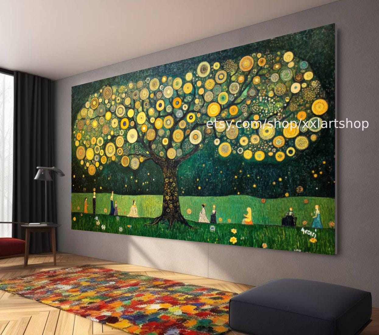 Lebensbaum im Stil von Gustav Klimt – Wandbild auf Leinwand, modernes Bild für Wohnzimmer und Büro, auf Keilrahmen gespannt oder gerollt #t71076