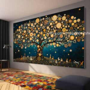 Lebensbaum im Stil von Gustav Klimt – Wandbild auf Leinwand, modernes Bild für Wohnzimmer und Büro, auf Keilrahmen gespannt oder gerollt #t71073