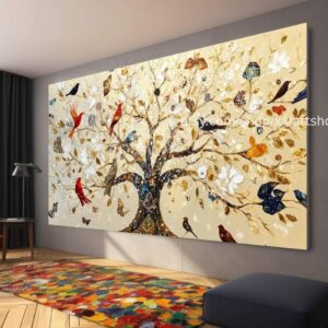 Lebensbaum-Leinwandbild: Im Stil von Gustav Klimt, handgemaltes Acryl