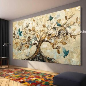 Lebensbaum-Leinwandbild: Im Stil von Gustav Klimt, handgemaltes Acryl