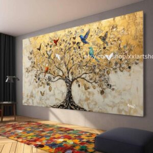 Klimt-Stil von Vera Medici: Lebensbaum auf Leinwand, Acryl, Goldakzente, t71040f