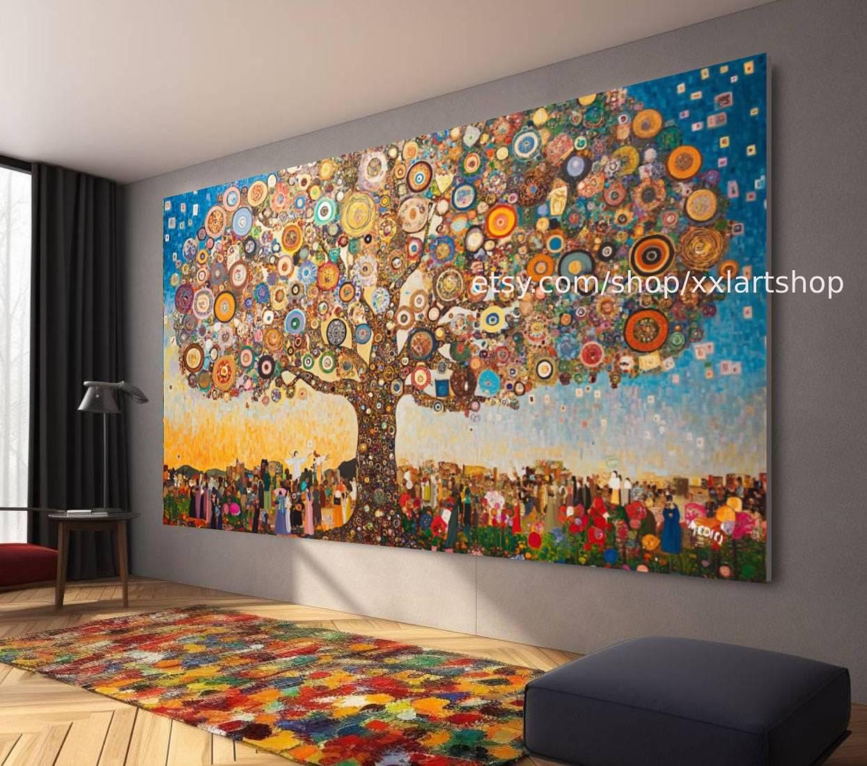Lebensbaum im Stil von Gustav Klimt – Wandbild auf Leinwand, modernes Bild für Wohnzimmer und Büro, auf Keilrahmen gespannt oder gerollt #t7105
