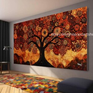 Lebensbaum im Stil von Gustav Klimt – Wandbild auf Leinwand, modernes Bild für Wohnzimmer und Büro, auf Keilrahmen gespannt oder gerollt #t7106