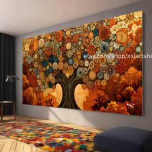 Lebensbaum im Stil von Gustav Klimt – Wandbild auf Leinwand, modernes Bild für Wohnzimmer und Büro, auf Keilrahmen gespannt oder gerollt #t7107
