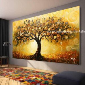 Lebensbaum im Stil von Gustav Klimt – Wandbild auf Leinwand, modernes Bild für Wohnzimmer und Büro, auf Keilrahmen gespannt oder gerollt #t71013