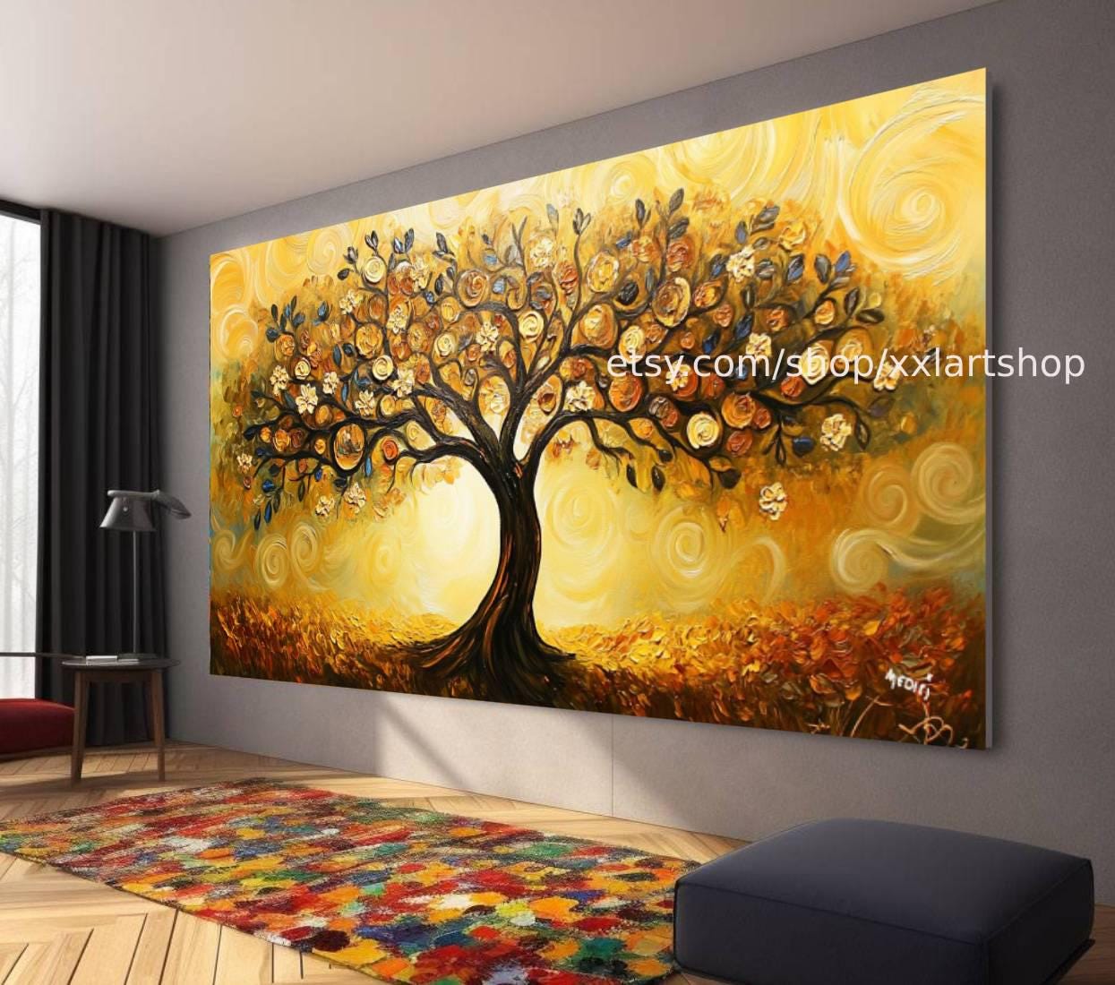 Lebensbaum im Stil von Gustav Klimt – Wandbild auf Leinwand, modernes Bild für Wohnzimmer und Büro, auf Keilrahmen gespannt oder gerollt #t71013