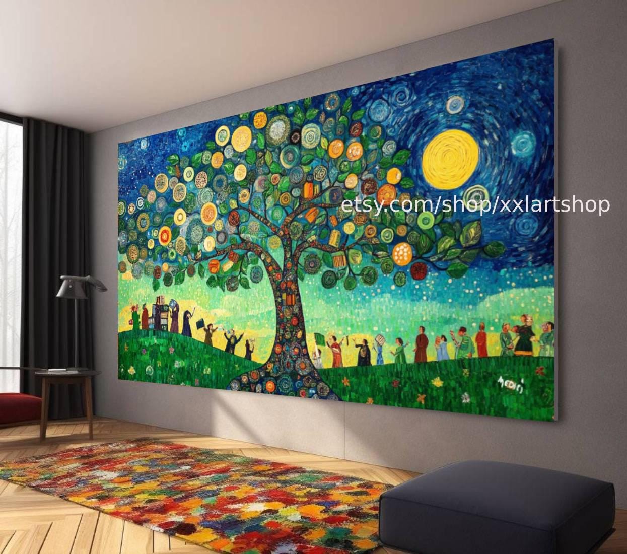 Lebensbaum im Stil von Gustav Klimt – Wandbild auf Leinwand, modernes Bild für Wohnzimmer und Büro, auf Keilrahmen gespannt oder gerollt #t71012