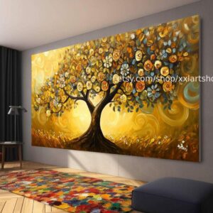 Lebensbaum im Stil von Gustav Klimt – Wandbild auf Leinwand, modernes Bild für Wohnzimmer und Büro, auf Keilrahmen gespannt oder gerollt #t71014